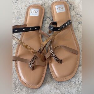 Dolce Vita Jessa Sandals Size 11 Studded Multi Strap Neutral Leopard
